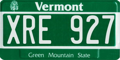 VT license plate XRE927