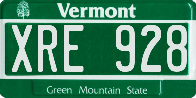 VT license plate XRE928