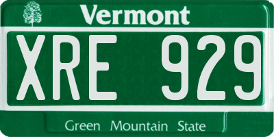 VT license plate XRE929