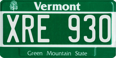 VT license plate XRE930