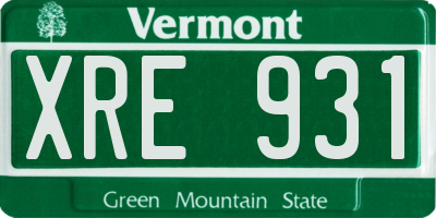 VT license plate XRE931