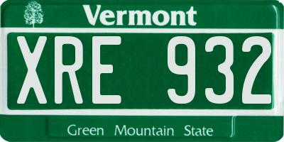 VT license plate XRE932