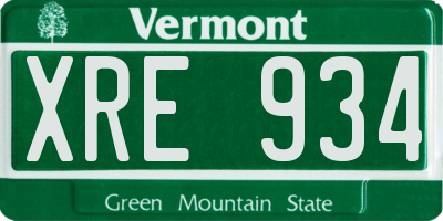 VT license plate XRE934