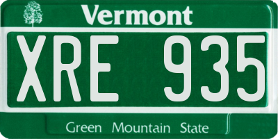 VT license plate XRE935