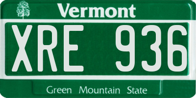 VT license plate XRE936