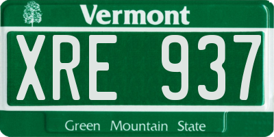 VT license plate XRE937