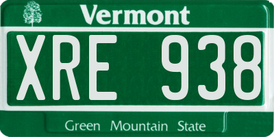 VT license plate XRE938