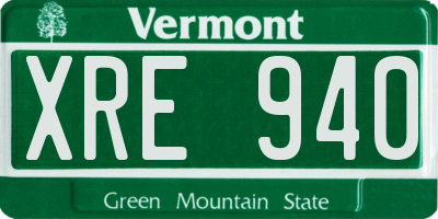VT license plate XRE940