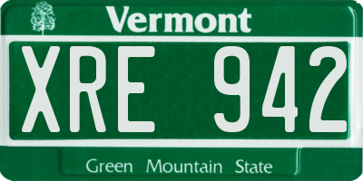 VT license plate XRE942