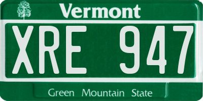 VT license plate XRE947