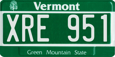 VT license plate XRE951