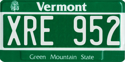 VT license plate XRE952