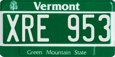 VT license plate XRE953