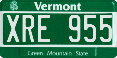 VT license plate XRE955