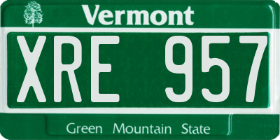 VT license plate XRE957