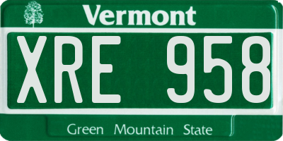 VT license plate XRE958