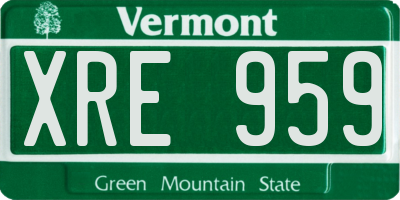 VT license plate XRE959