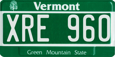 VT license plate XRE960