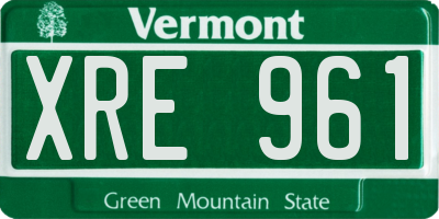 VT license plate XRE961