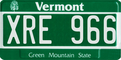 VT license plate XRE966