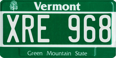 VT license plate XRE968