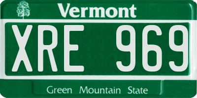 VT license plate XRE969