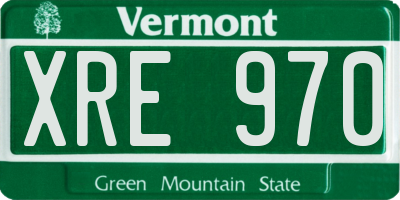 VT license plate XRE970