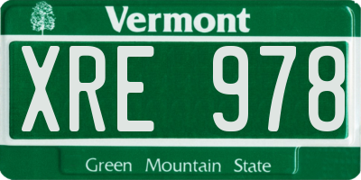 VT license plate XRE978