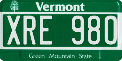 VT license plate XRE980