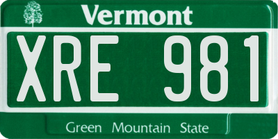 VT license plate XRE981