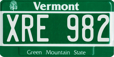 VT license plate XRE982