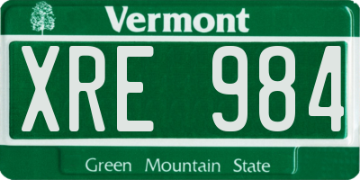 VT license plate XRE984