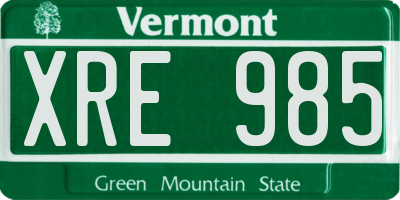 VT license plate XRE985
