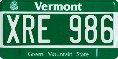 VT license plate XRE986