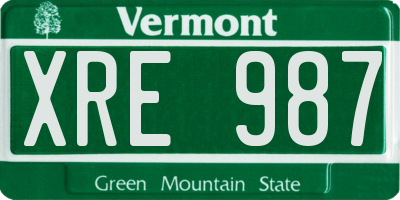 VT license plate XRE987