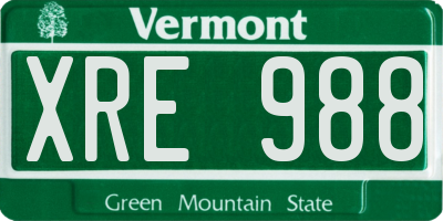 VT license plate XRE988