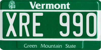 VT license plate XRE990
