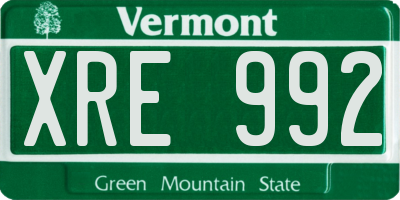 VT license plate XRE992