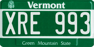 VT license plate XRE993