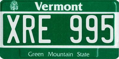 VT license plate XRE995