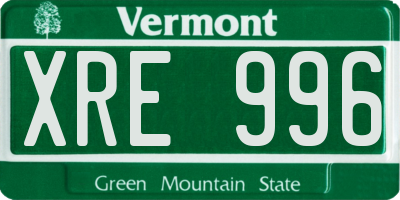 VT license plate XRE996