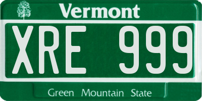 VT license plate XRE999