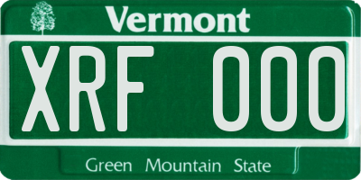 VT license plate XRF000