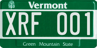 VT license plate XRF001