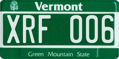 VT license plate XRF006