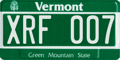 VT license plate XRF007