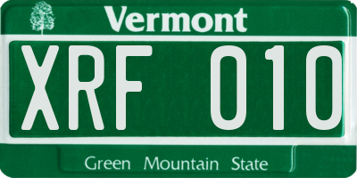VT license plate XRF010