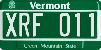 VT license plate XRF011