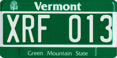 VT license plate XRF013