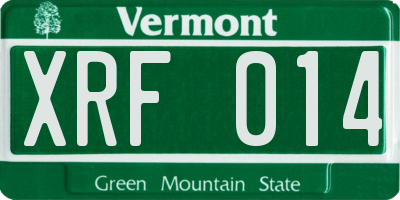 VT license plate XRF014